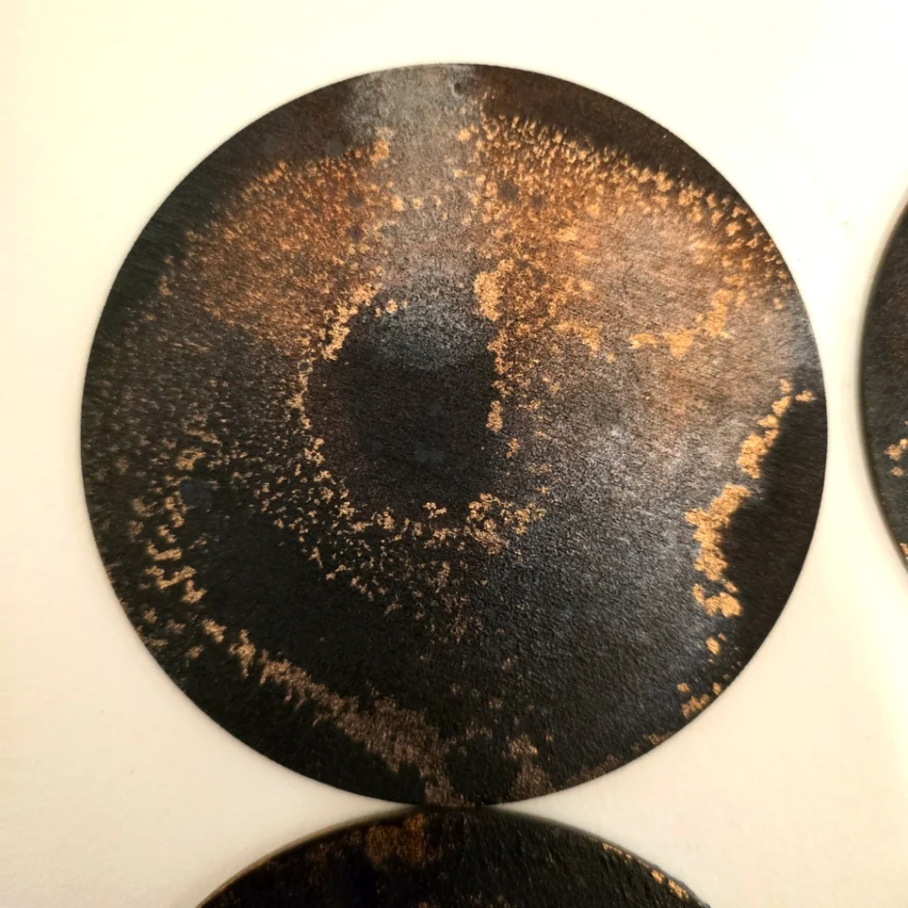 HANDCRAFTED & HANDPAINTED 6 Wood Coaster Set & Upcycled Single Light Switch Case - Picture 3 of 17